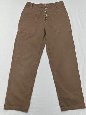 PISTOLA Tammy High Rise Utility Pants Women's 26 Oak Exposed Buttons